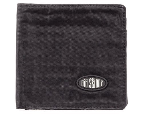 Big Skinny Men's World Bi-Fold Slim Wallet with Zippered Pocket, Holds Up to 35 Cards, Black