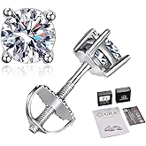 Valentine’s Day Jewelry Gift for Her – CARAT KING Moissanite Stud Earrings for Women in S925 Sterling Silver, D Color VVS1 Brilliant Moissanite, Hypoallergenic