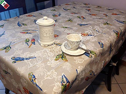 Provencal Tablecloth "Parrot Parrots Shabby Chic Kitchen Living Room 140 x 240 cm – Made in Italy