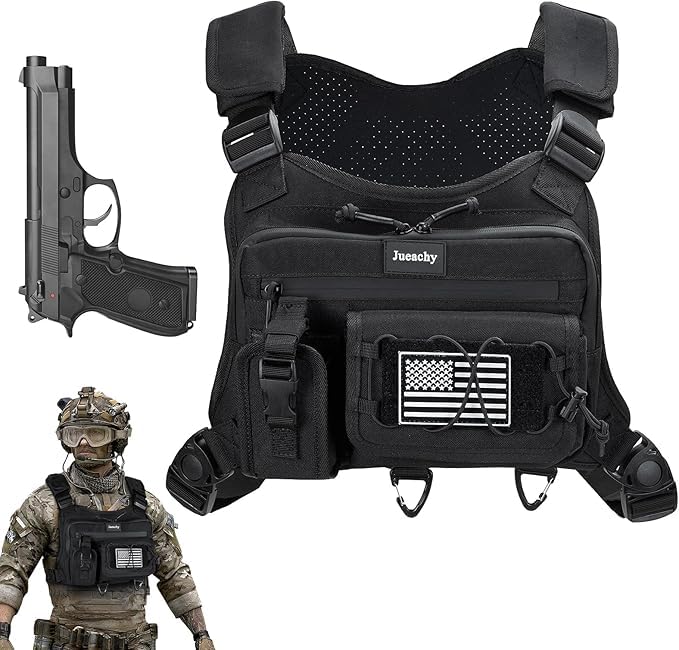 Photo 1 of Jueachy Chest Bag For Men: Tactical Chest Vest Fits Most Pistols Chest Rig EDC Pouch Pack for Running, Hiking, Travel