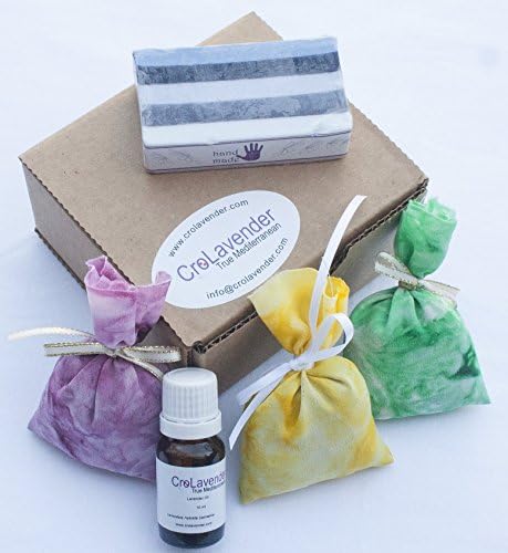 Cro Lavender Bundle 3-pack Silk Sachets 80 g Soap Bar 10 ml Lavender Essential Oil True Mediterranean