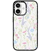 CASETiFY Compact Case for iPhone 16 [Lightweight / 4 ft. 2X Military Grade Drop Protection/Slim] - Pink Pastel Cute Floral - Clear Black