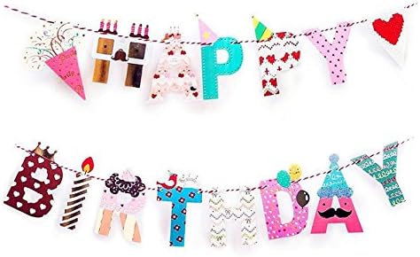 Colorful Happy Birthday Bunting Banner,Birthday Decorations Banner with Strand String (Style 01)