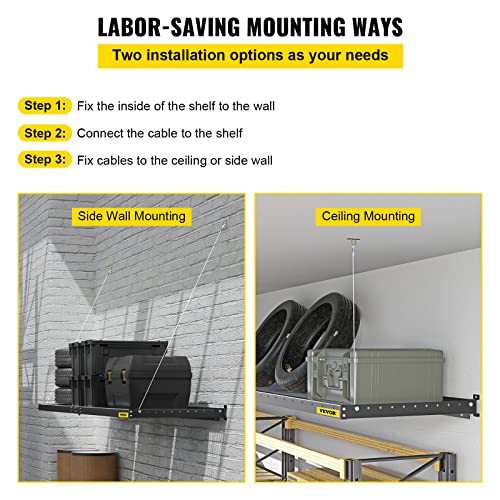 VEVOR Garage Wall Shelf 2 x 8 ft Garage Shelving Wall Mounted Steel