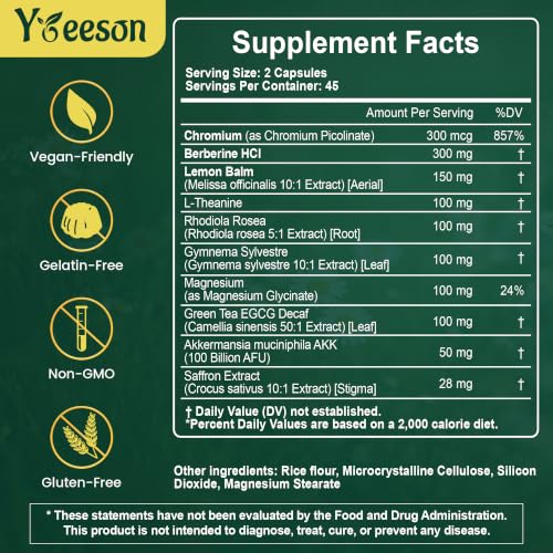 GLP-1 for Weight Loss Supplement, Appetite Suppressant for Weight Loss Caps | With Berberine, Akkermansia, Gymnema, EGCG & more, Carb Blocker Weight Loss Supplement for Women & Men, 90 Capsules
