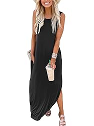 ANRABESS Women's Sleeveless Loose Plain Maxi