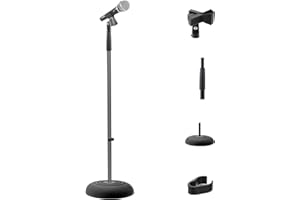 Pyle Microphone Stand, Mic Stand Height Adjustable, Very Sturdy Universal Microphone Mount with Heavy Compact Base, Lightweig