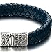 COOLSTEELANDBEYOND Blue Braided Leather Bangle Bracelet for Men Women Genuine Leather Wristband with Magnetic Clasp