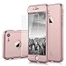 MYRIANN 111 iPhone 7 Case, Ultra Thin Full Body Coverage Protection Hard Slim Case with Tempered Glass Screen Protector - Rose Gold