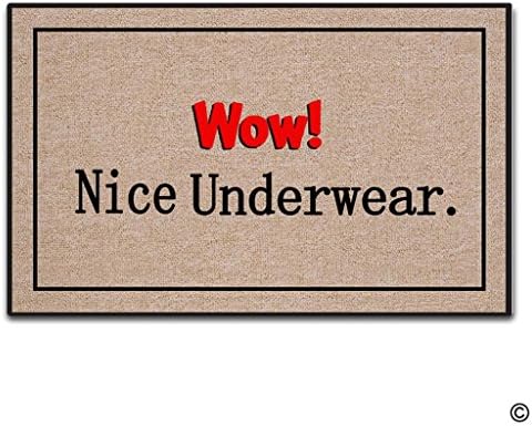 Artswow Entrance Floor Mat - Custom Doormat - Wow! Nice Underwear Non-Slip Door Mat 18 Inch by 30 Inch Machine Washable Non-Woven Fabric Top