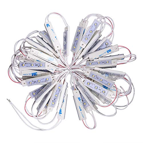 UTUO [50pcs,24ft] LED Case Light, 12V DC Lighting Bulb for Cabinet Cupboard Kitchen Letter Sign Module Cove Box Decoration with Adhesive Tape [Warm White CCT: 2800-3200K]