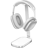 VICHYIE Headphone Stand for AirPods Max, Headset Holder with Aluminum Supporting Rod, Heavy Base Desk Stand Headphones Support Accessory for All Headphones - Silver White
