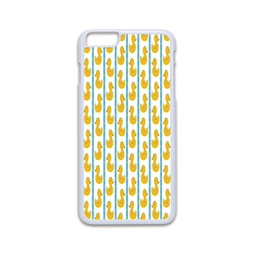 Phone Case Compatible with iPhone6 Plus iPhone6s Plus 2D Print Fashion White Edge,Rubber Duck,Yellow Duckies with Blue Stripes and Small Circles Baby Nursery Play Toys Pattern,White,Hard Plastic Phon
