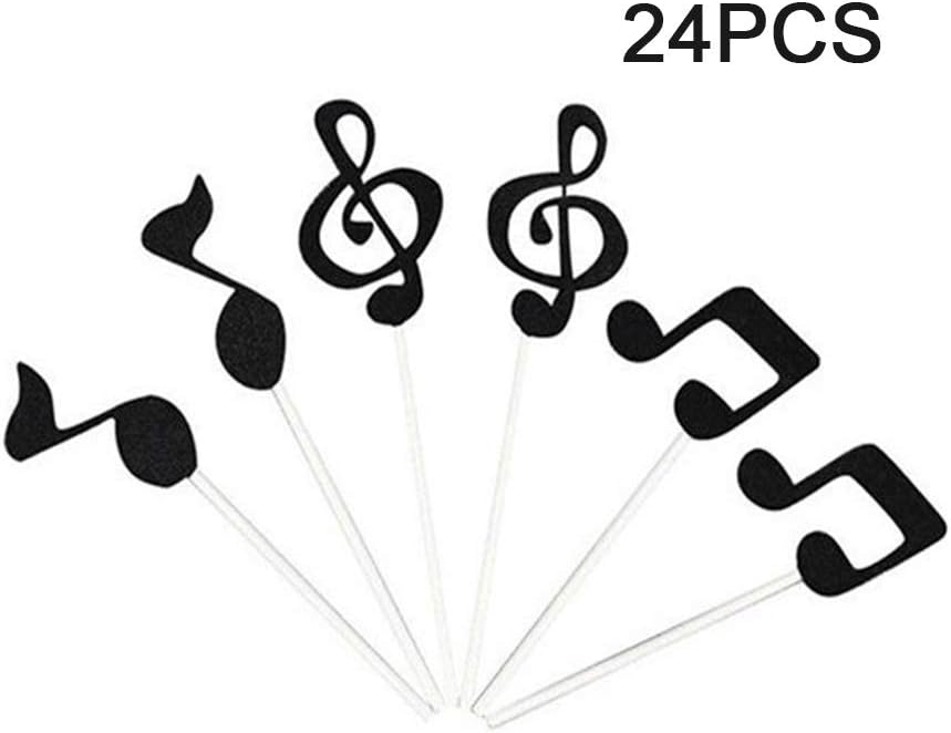 Amazon Com Zooyoo Black Glitter Music Note Cupcake Toppers Black