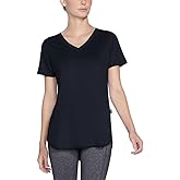 Skechers Women's V-Neck Short Sleeve Ribbed Tee (X-Large, Black)