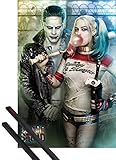 1art1 Suicide Squad Poster (36x24 inches) Joker and Harley Quinn and 1 Set of Black Poster Hangers