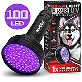 GearLight UV Black Light Flashlight XR98 - Powerful 100 LED Blacklight Flashlights, Pet Stain Detector for Dog Urine, Scorpions, and Bed Bugs - Works Great with Carpet Odor Eliminator and Remover