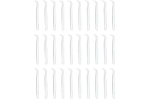 MECCANIXITY 30 Pack Plastic Tweezers for Crafts, 4.5" Long Bent Disposable Stickers Tweezers Bulk for Picking DIY Bead, Jewel