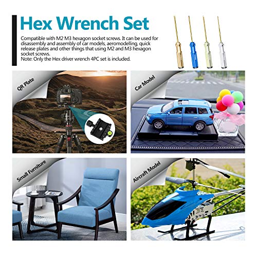 NEEWER Leichter Titan Nitrid Beschichtung, Sechskant Schraubenschlüssel, 4 teiliges Set, Sechskant Schraubendreher Werkzeug Set mit farbigen Griffen, Kompatibel mit 1,5mm, 2mm, 2,5mm, 3,0mm Schrauben – Bild 8