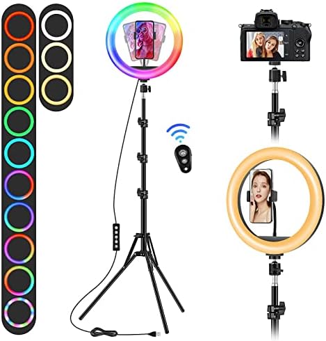 10 inch Ring Light with Tripod Stand Phone Holders, Dimmable
