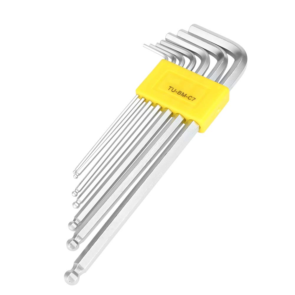 Walfront 7Pcs Set Professional Repairing Extended Ball End Hex Key L-Wrench