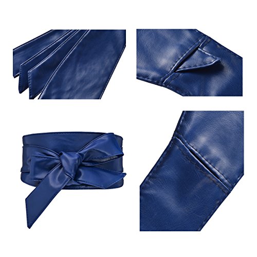 Woman Leatherette Wide Waistband Obi Belt Cityelf Faux Leather Wrap Around Lace Up Cinch Band Wide Self Tie Cummerbund