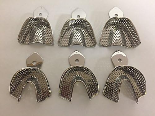 Chase Dental Supply CD-9449 Perforated Stainless Steel Impression Trays Set of 6 (Small, Medium, Large) Upper and Lower