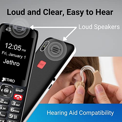 Jethro SC490 Unlocked 4G Big Button Cell Phone for Seniors, Convenient