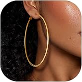 Stainless Steel/18K Gold/Black Plated Hoop Earrings for Women 30/40/60/80mm Hoops Hypoallergenic Fashion Jewelry(Gift Wrapped)