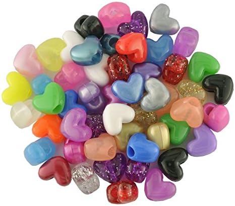 Plastic Bead Heart Mix Qty 100
