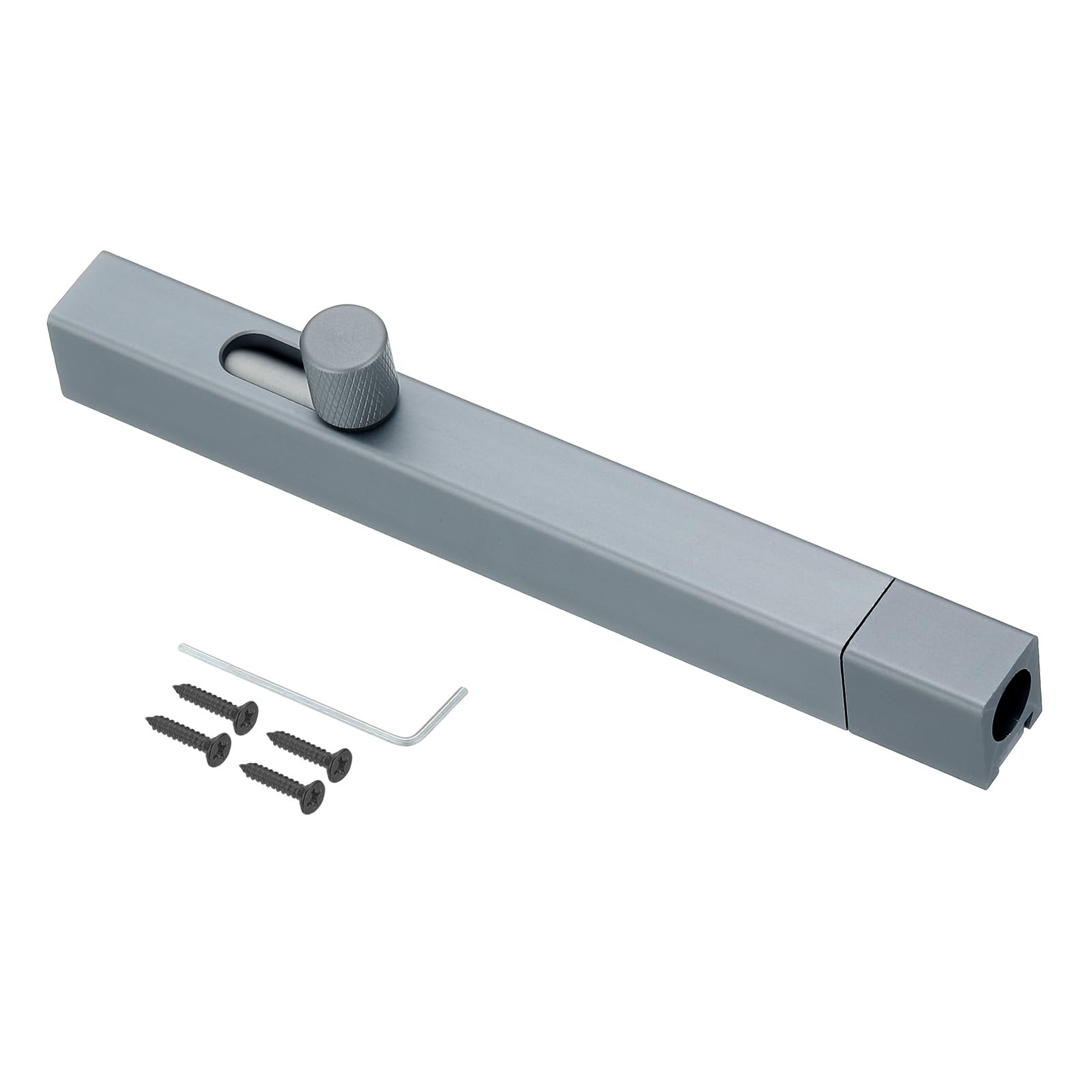 PATIKIL Gear Handle French Door Lock, 4 Inch Aluminum Alloy Barrel Bolt Latch Security Slide Door Deadbolt Lock with Screws for Inside Bedroom Door Cabinet Safety, Gray