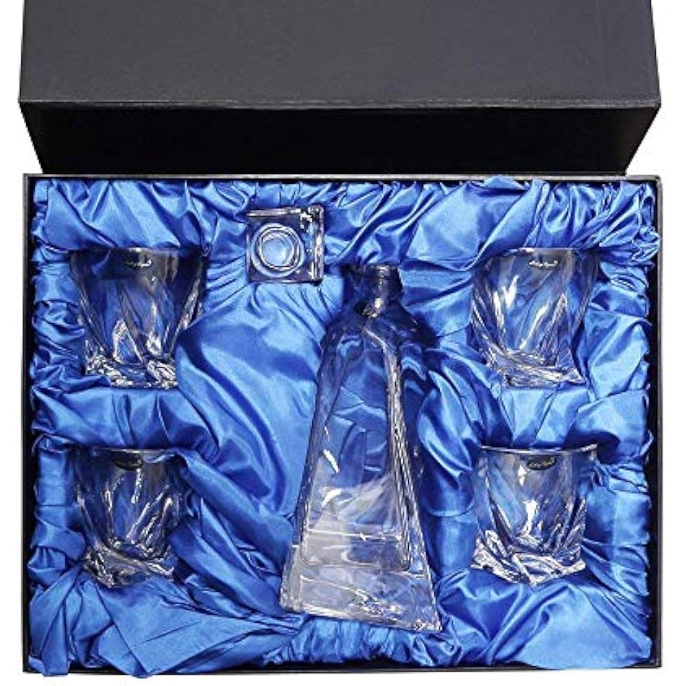 Bar Tools & Glasses Lead Free Curved Liquor Decanter And Gift Set, 5