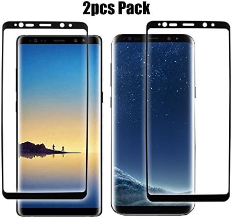 Dinhey Galaxy Note 8 Screen Protector[2 Pack] 9H Hardness 3D Curved Full Screen Coverage Anti-Bubble Anti-Scratch Highly- Responsive for Samsung Note 8 Screen Protector Black