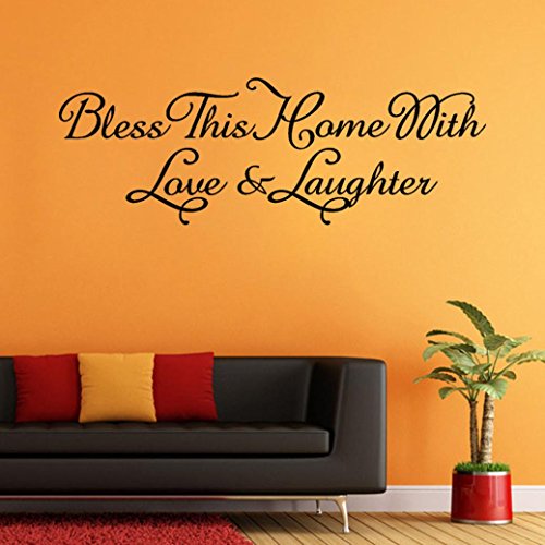 Iuhan DIY Bless This Home with Love & Laughter Art Wall Sticker Decal Mural Room Decor (D)