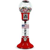 Gumball Machine with Stand - 4 FT Commercial Spiral Bubble Gum Machine - Coin Mechanism $0.25 Dispenses 1&rdquo; Gumballs - Vending Machines for Kids - Red