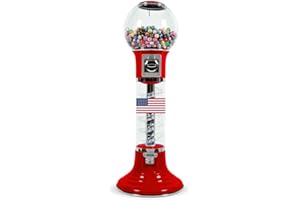 GLOBAL GUMBALL Gumball Machine with Stand - 4 FT Commercial Spiral Bubble Gum Machine - Coin Mechanism $0.25 Dispenses 1” Gumballs - Vending Machines for Kids - Red