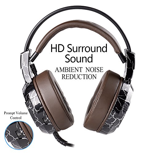 XIBERIA-Gaming-Headset-with-Microphone-Over-Ear-Wired-Surround-Sound-Computer-Headphones-Volume-Control-Enhanced-Bass-Noise-Canceling-with-LED-Light-for-Playstation-4Laptop-and-PC-Brown