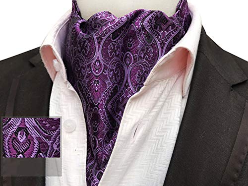 MENDENG Mens Blue Red Grey Paisley Jacquard Woven 100% Silk Cravat Necktie Ascot