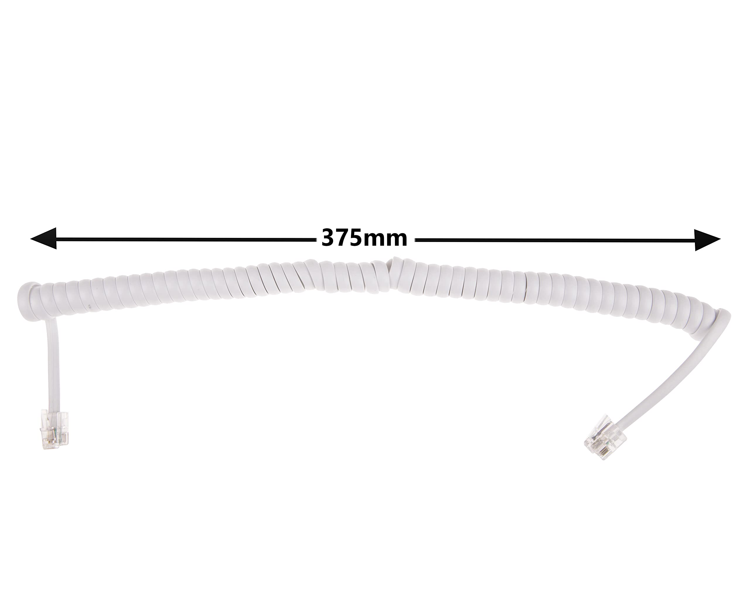 3m Uncoiled/60cm Coiled Curly Telephone Phone Handset Cable Lead Wire WHITE RJ10