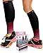 Physix Gear Calf Compression Sleeves - Compression Sleeves for Running, Shin Splints Support, Black/Pink, L/XL
