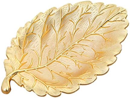 Freedomanoth Leaf Plate Gold Fruit Dish Snack Plate Leaf Shape Holder Leaf Shape Tray Serving Party Decorative Reusable Unique Cake Snacking Container Holder For Jewelry Decor