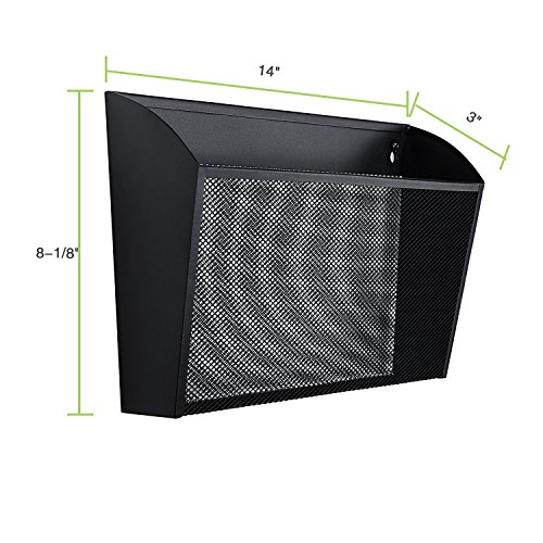 DESIGNA Mesh Wall Mounted File Holder Letter Pocket Organizer Black, 3 Packs