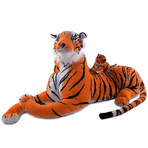 VERCART 43 inches Giant Realistic Stuffed Animals Soft Plush Toy Brown Tiger for Kids Birthday Gifts (with A Small Tigger) - Image 4