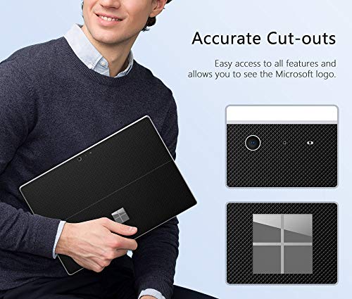 Dadanism Skin Sticker Cover Decals Fits Microsoft Surface Pro 7/ Pro 6/ Pro 5/ Pro 4/ Pro LTE, PU Back Skin Sticker Paster Anti-Scratch Body Decal Protective Laptop Skin Cover Protector - Black - Image 5