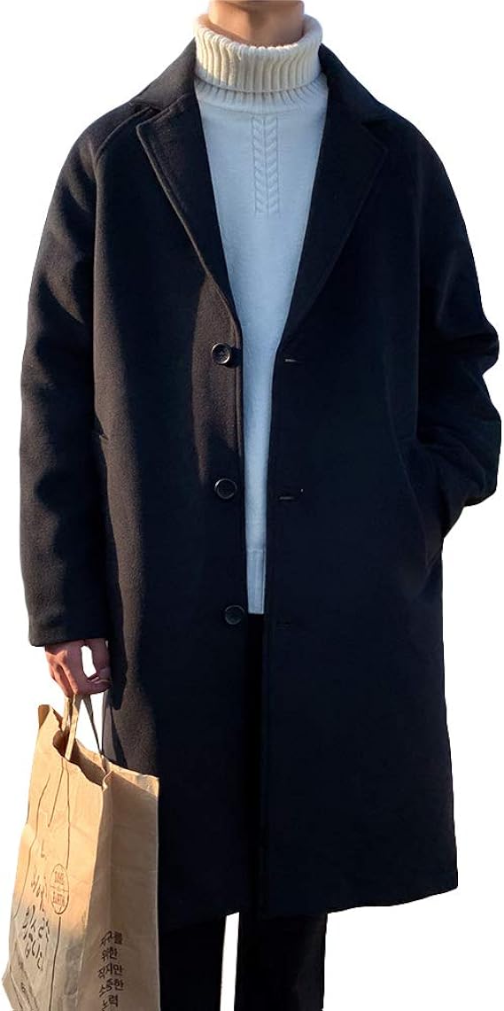 Amazon Zhongjue ジュージェン メンズ チェスター コート ゆったり 無地 ロングコート 韓国コート オーバーサイズ ビジネス通勤 コート メルトンコート 洋服 紳士服 コート ジャケット 通販
