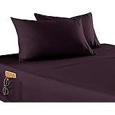 Elegant Comfort 4-Piece Solid Smart Sheet Set-Deep Pocket Fitted Sheet with Side Storage Pockets-Silky Soft 1500 Thread Count Egyptian Quality Microfiber, Wrinkle and Fade Resistant, Queen, Purple