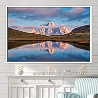 Framed Canvas Wall Art Calming Waters Aerial Cool Lake Landscape Multicolor Photography Realism Relax/Calm - 16x24 inches