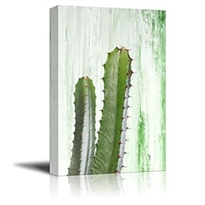 Canvas Print Wall Art - Cactus on Retro Style Background - Gallery Wrap Modern Home Art | Ready to Hang - 12x18 inches