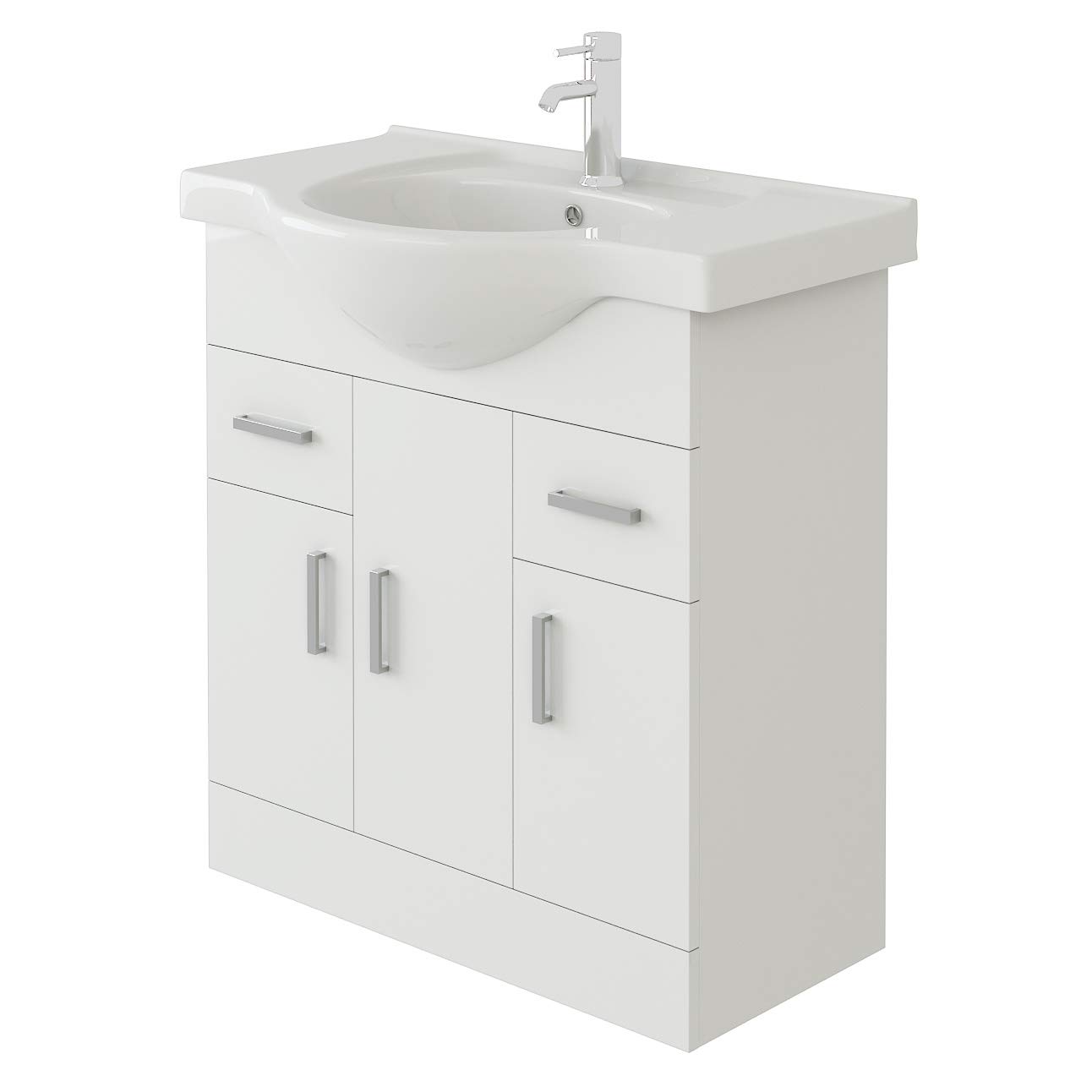 VeeBath VUW750 Linx Bathroom Vanity Basin Sink Cabinet Unit Soft Close Door Hinges Storage Furniture-750mm, White, 750mm (Flat Pack)