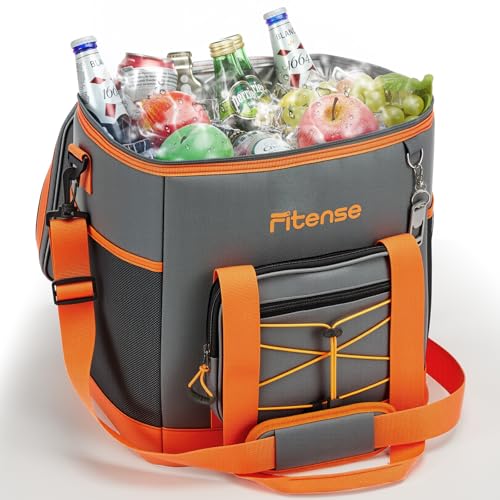 Fitense Insulated Cooler Box for Women Men - 20/33L Collapsible Cool Bag Lunch Box, 4-Layer Leakproof Cooler Bag, Portable Ice Chests Lunch Bag for Beach, Travel, Picnic, Grocery, Kayaking